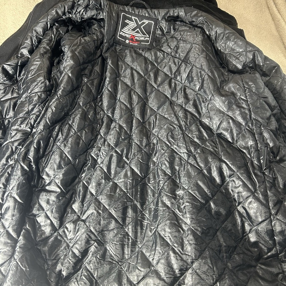 ZeroXposur Black Wool Double Breasted Hooded Peacoat Belted Jacket Womens XL - Picture 7 of 11